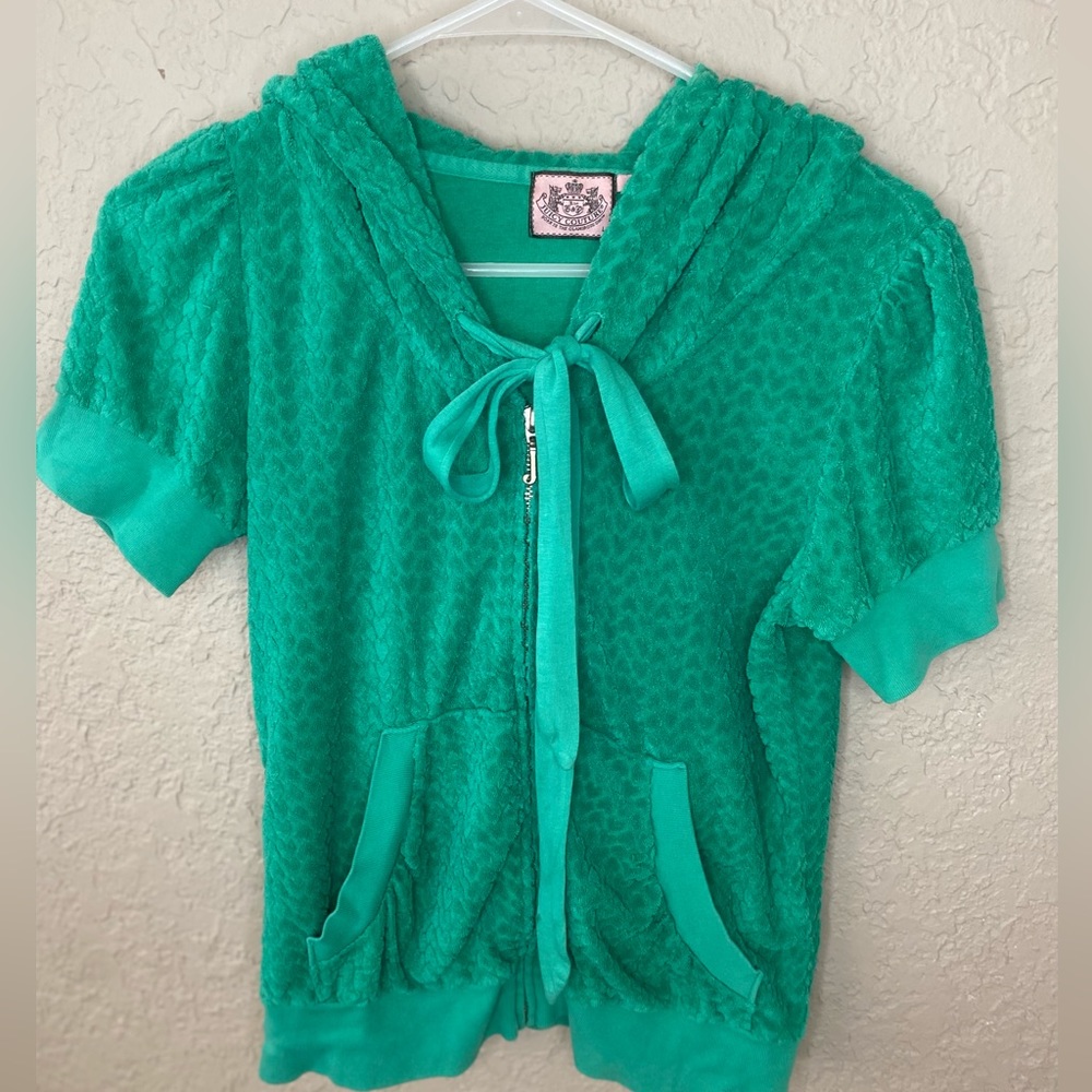 Juicy Couture Green Terry Short Sleeve Hoodie